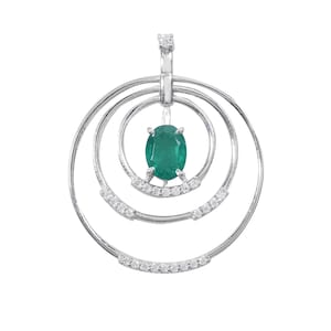 Classic Emerald And Diamond Pendant in 14k Solid Gold / Natural Emerald And Diamond Pendant / Bridesmade Pendant/ christmas gift