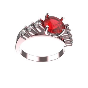 Ruby Ring, Sterling Silver, Statement, Red Gemstone, Engagement