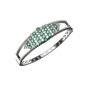 Natural Emerald Bangle Bracelet / Diamond Bracelet For Womans And Girls in 14k Solid Gold /Anniversary / Wedding Bracelet / Mothers Day Gift