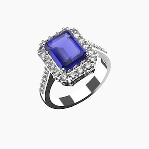 Stunning 18K Gold Blue Sapphire And Diamond Ring / Sapphire Engagement Ring / Wedding Ring