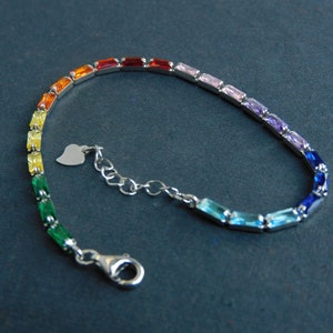 Multi Rainbow Sapphire And Emerald Bracelet For Women And Girls / 18k Solid Gold Women Bracelet / Christmas Gift Jewelry