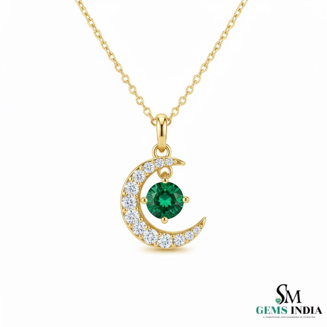 Half Moon Natural 7 Mm Round Shape Natural Emerald Loose Stone - 18k ...
