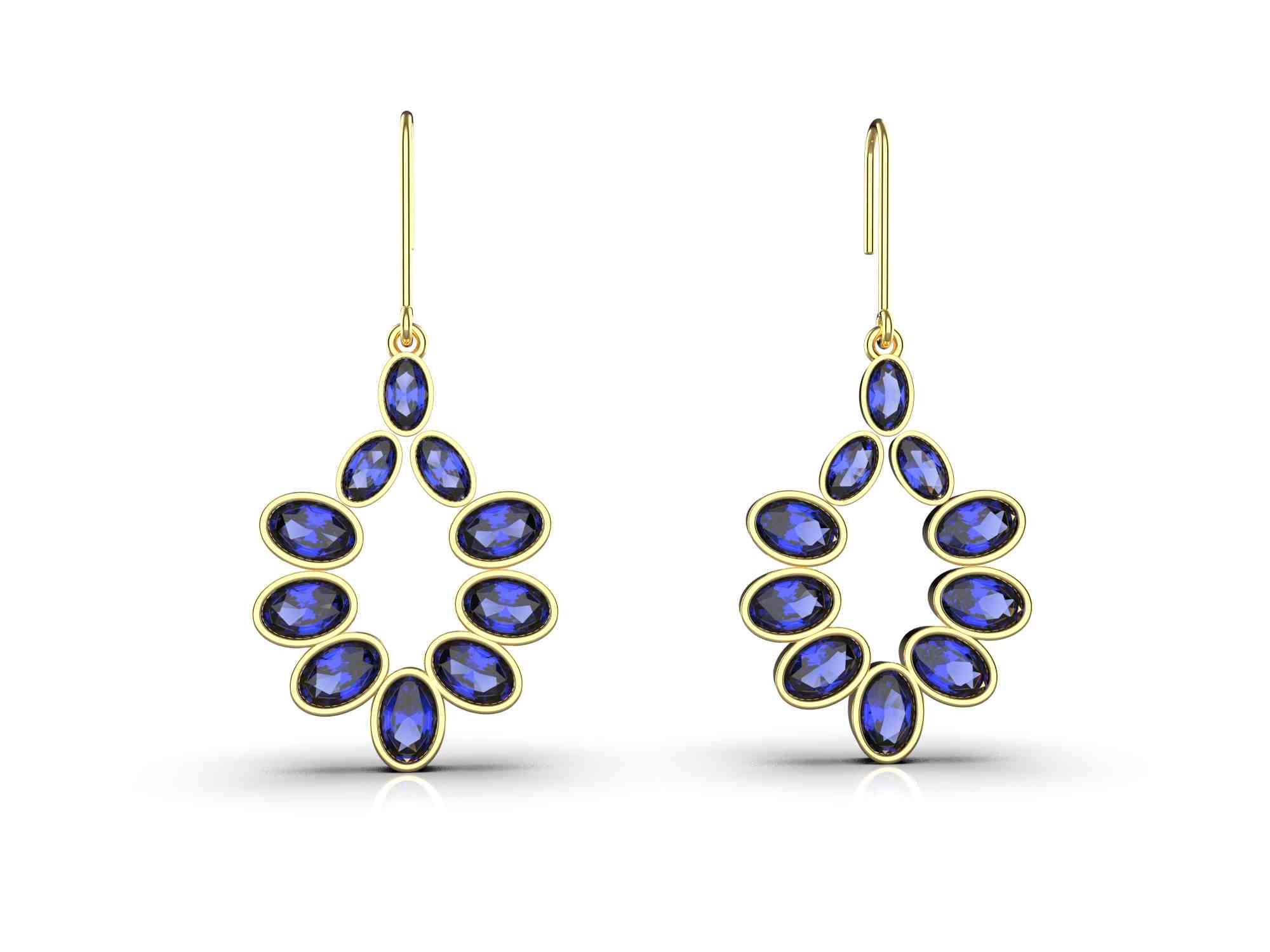 AAAA Tanzanite Stud Earrings: 18k Gold, Oval Pear Cut