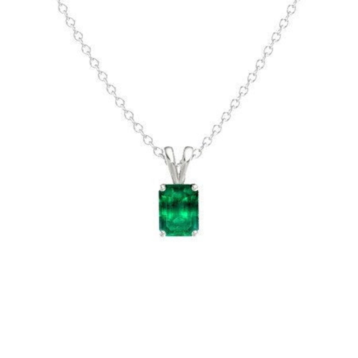Natural Emerald Pendant / Emerald Cut Pendant in 14K Solid - Etsy