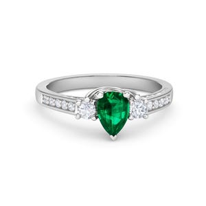 18K Gold Emerald And Diamond Engagement Ring For Womens And Girls / Anniversary Ring For Womens/ christmas gift