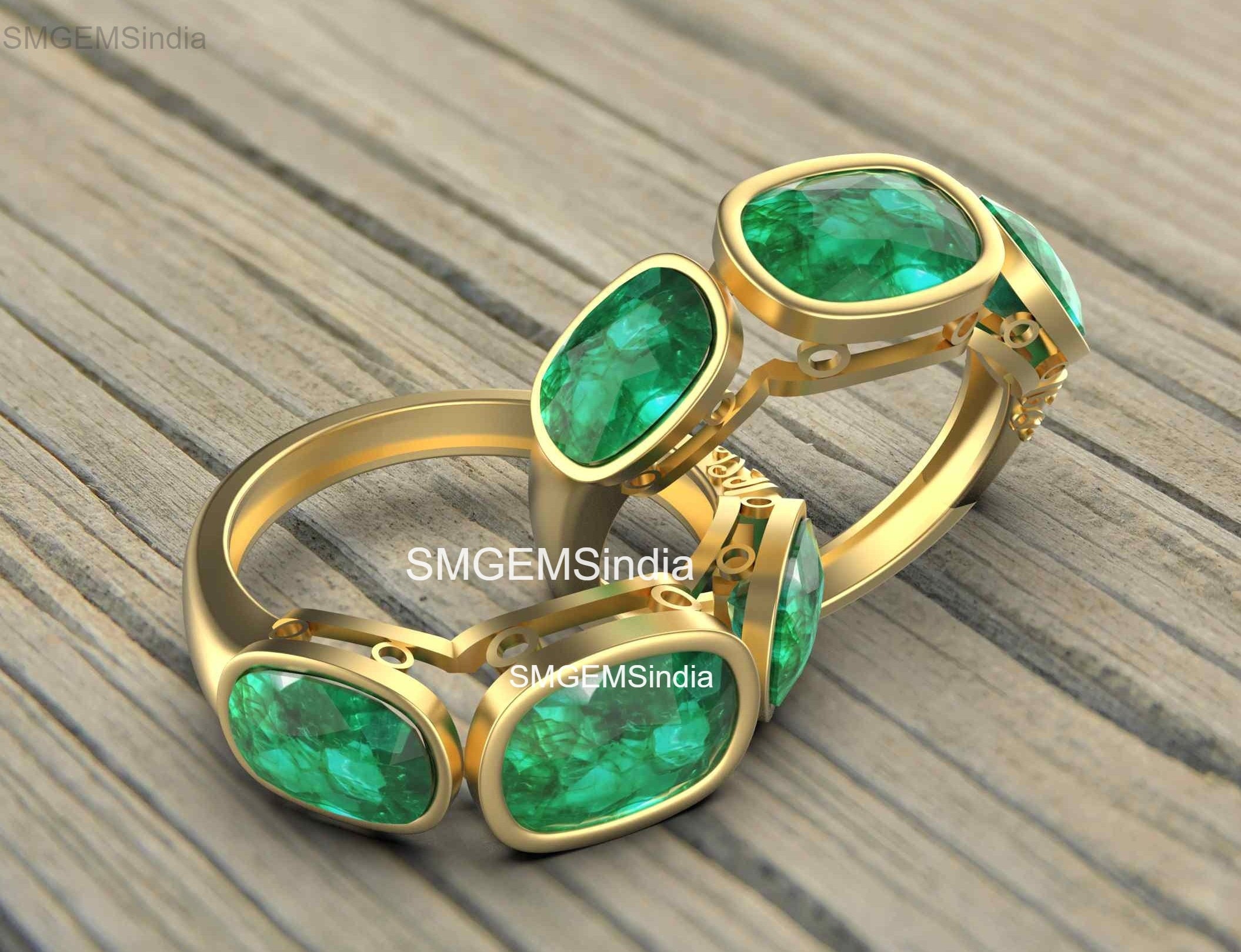 クッションシェイプ 天然ザンビア産エメラルド 結婚記念日ギフトリング