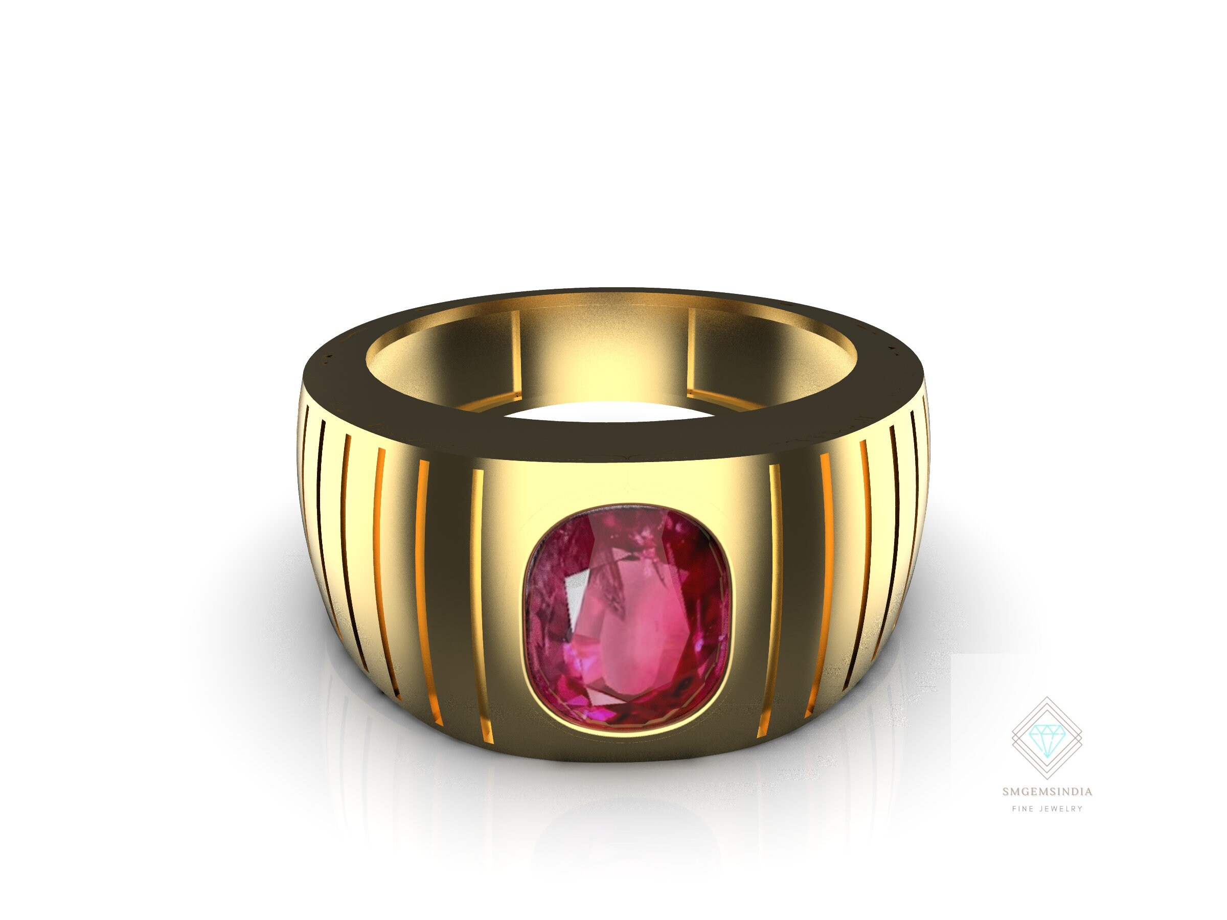 Ruby Men's Crossroads ring - 14K Yellow Gold |JewelsForMe