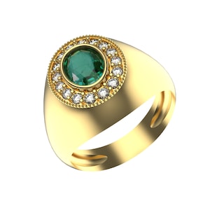 Raw Emerald Men&#39;s Ring In 18k Gold / Men&#39;s Engagement Ring For Women And Girls / Men&#39;s Statement Ring