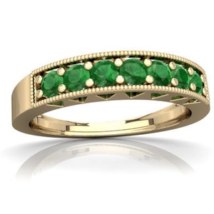 Wedding Band Natural Emerald Ring for Womans and Girls in 14k Yellow Gold / Rose Gold / White Gold / Christmas Gift/ christmas gift