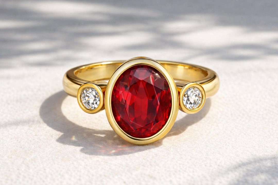 Oval Ruby and Diamond Engagement Ring: 14k Gold July Birthstone - Etsy