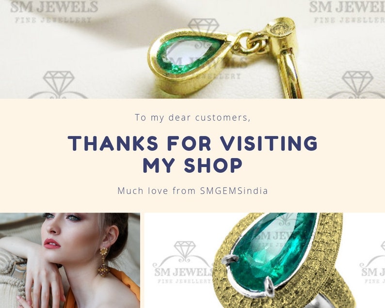 May include: A close-up of a pear-shaped emerald gemstone ring set in gold and silver. The ring has a textured band and a large emerald gemstone in the center. The image also includes a smaller emerald gemstone pendant on a gold chain.