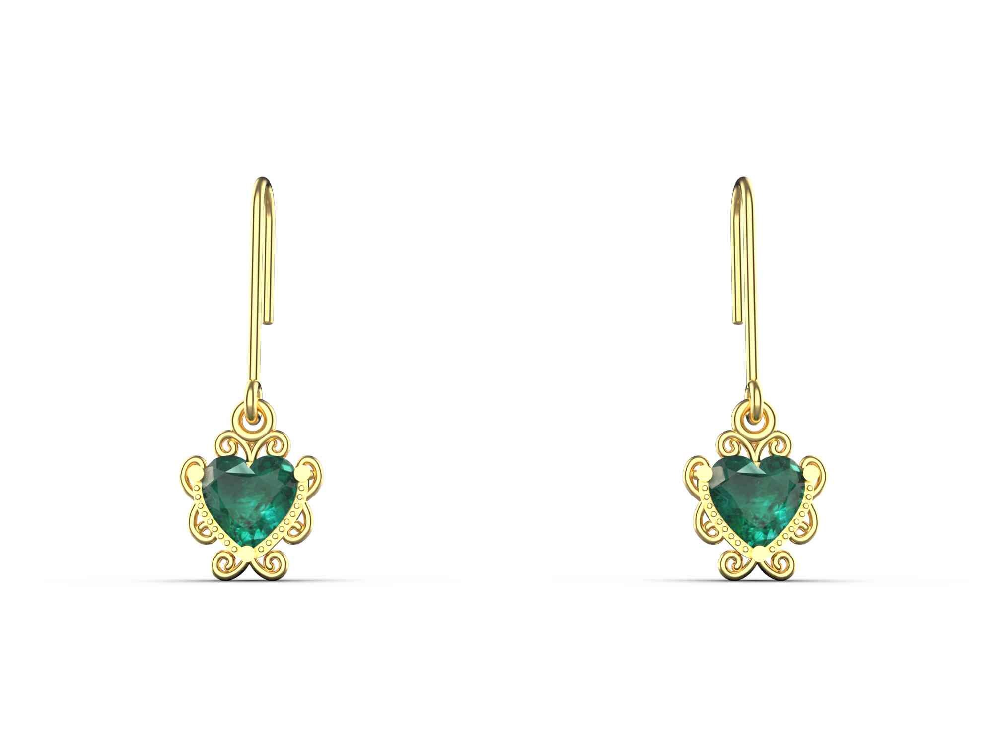SPARKLD 9ct Yellow Gold Diamond and Emerald Heart Stud Earrings - Sparkld  from Personal Jewellery Service UK