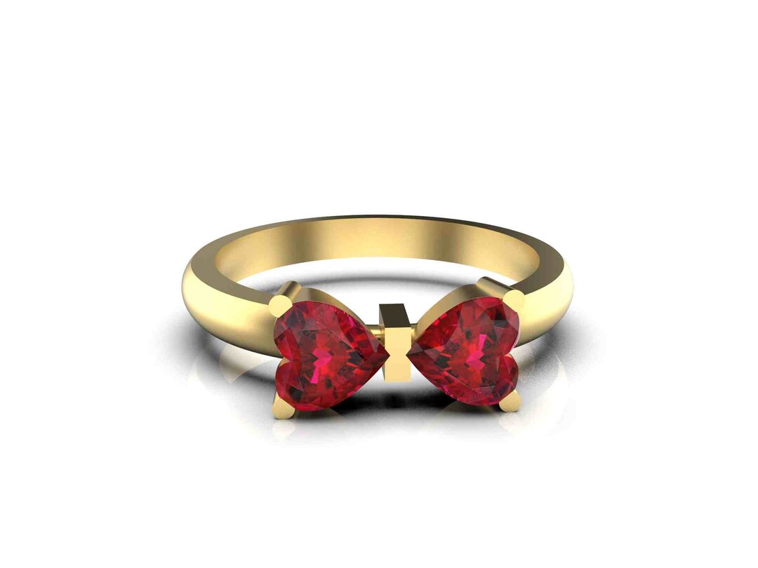 Boo Style Heart Shape Ruby Solitaire Ring / Art Deco Ruby Ring for ...