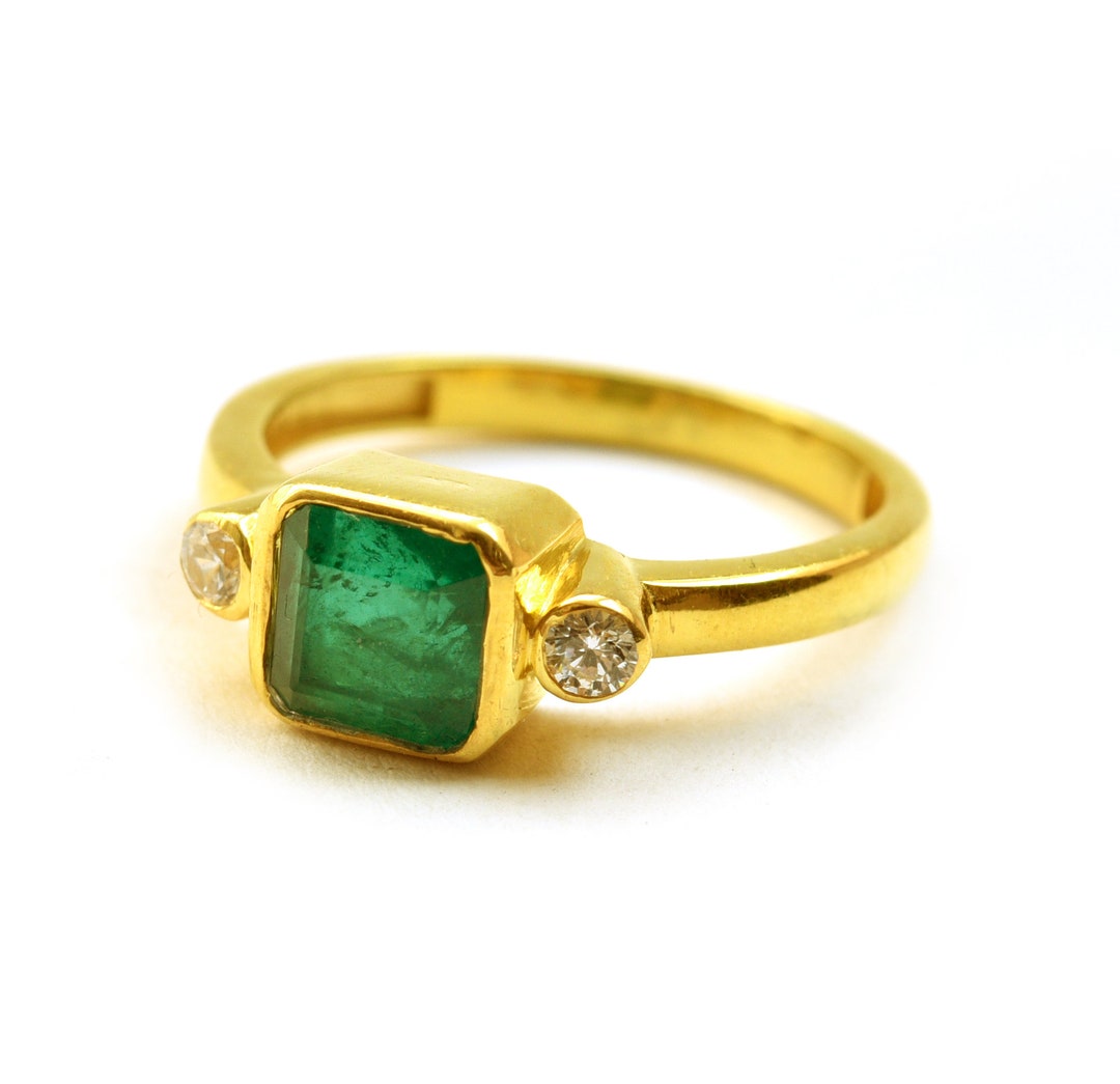 Natural Emerald Ring / Diamond Ring for Womans/ 14k - Etsy