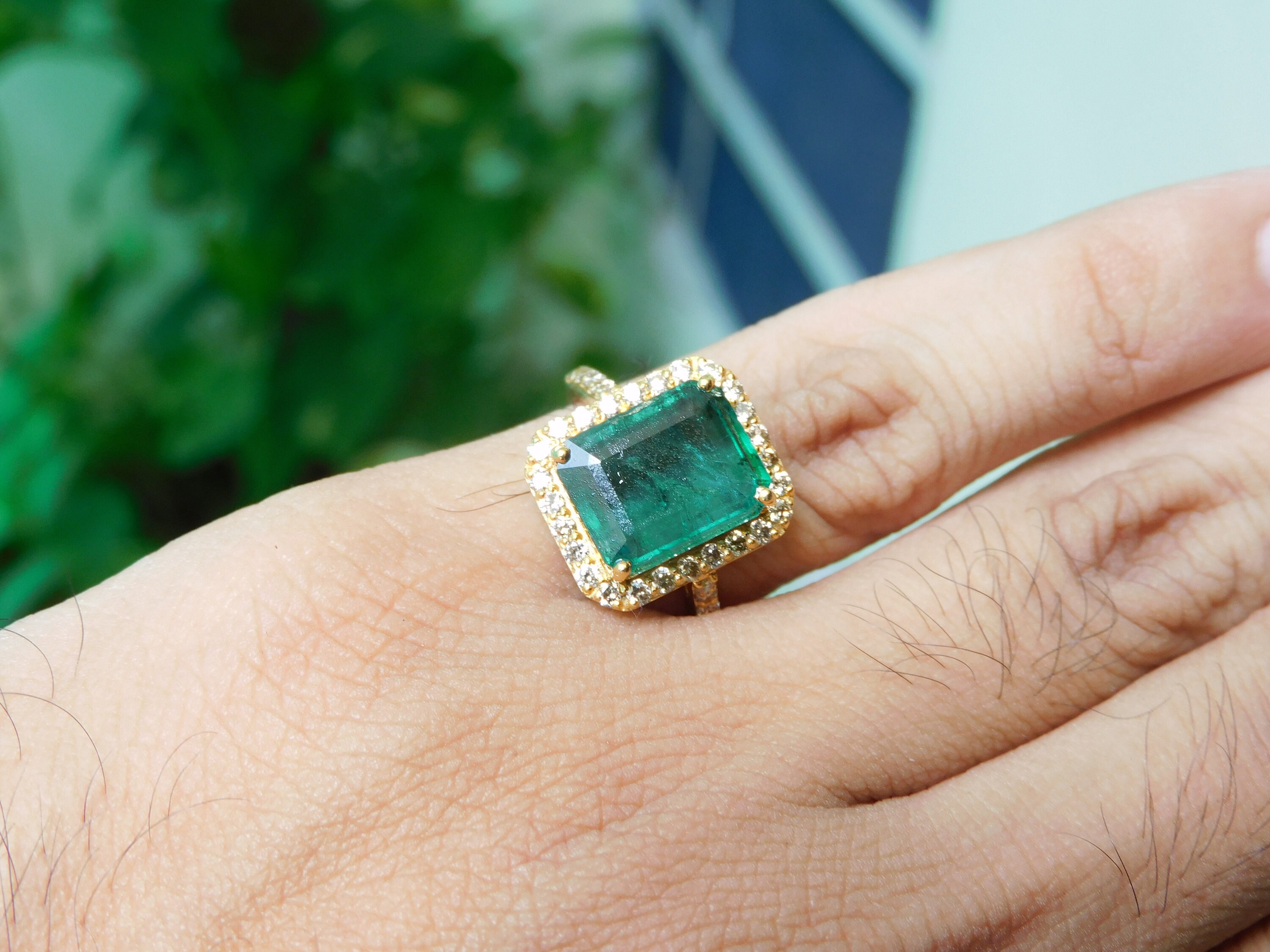 Buy 2.95CTW Natural Emerald Engagement Ring, Real Emerald Ring for Women,  Genuine Emerald Ring, Emerald Diamond Halo Ring Vintage Emerald Ring Online  in India - Etsy