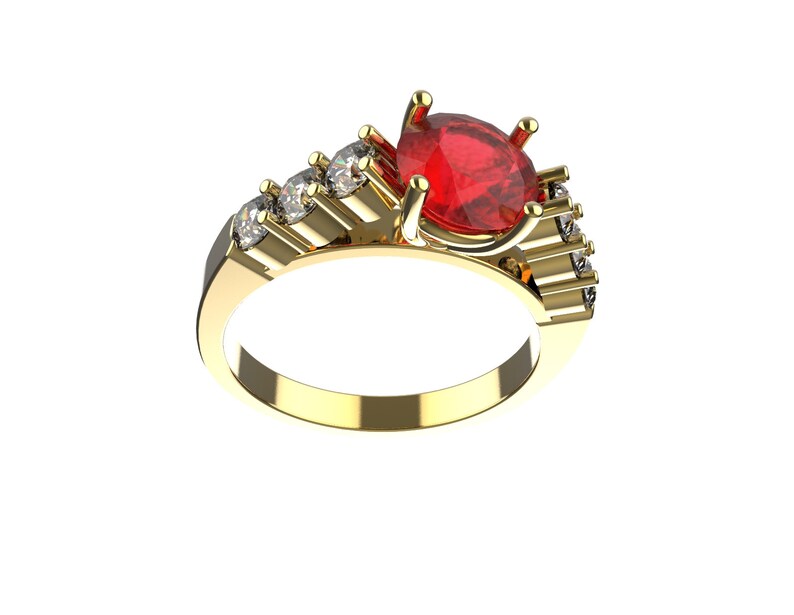 Ruby Ring, Sterling Silver, Statement, Red Gemstone, Engagement