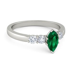 Natural Marquise Emerald And Diamond Ring /  14k Solid Gold Ring / Engagement Ring / wedding ring / Natural Emerald Ring/ christmas gift