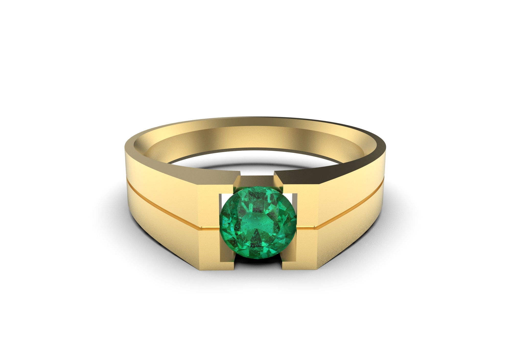 Men's Emerald Ring 1.57 Ct. 18K Yellow Gold | The Natural Emerald Company