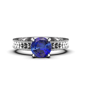 Blue Sapphire Engagement Ring For Womens And Girls / 14K Solid Gold Wedding Christmas Gift Ring/ christmas gift