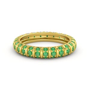 Vivid Green Natural Emerald Wedding Band /  Wedding Band Ring in 14k Solid Gold / Anniversary Gift Ring/ christmas gift