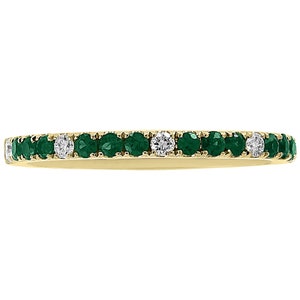 Emerald and Diamond Half Eternity Ring for Womans and Girls / St. Patricks Day Gift / Anniversary Gift / Wedding gift/ christmas gift