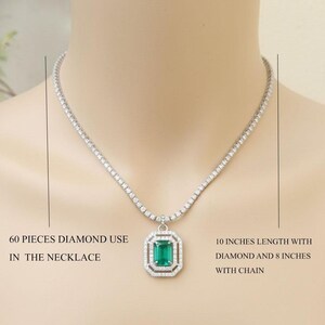 18k Solid Gold Real Emerald and Diamond Art Deco Choker