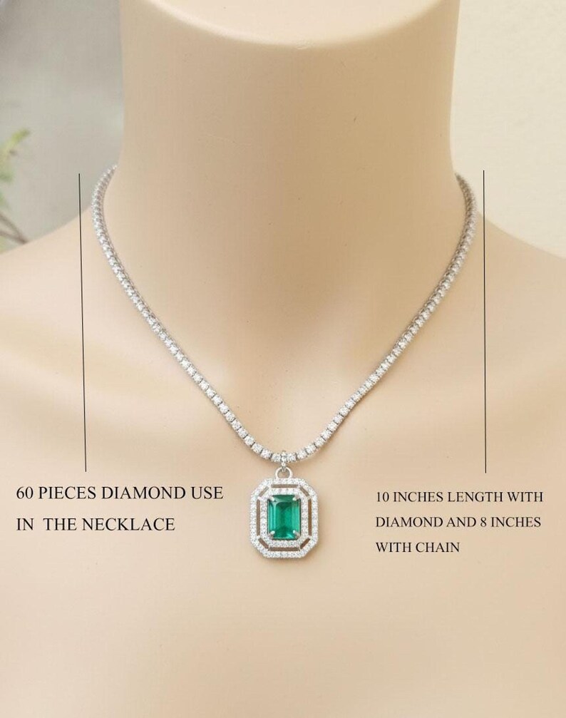 18k Solid Gold Real Emerald and Diamond Art Deco Choker