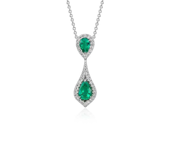 4 carat natural zambain emerald and diamond Pendant - 14k Solid Gold Gift Pendant Necklace