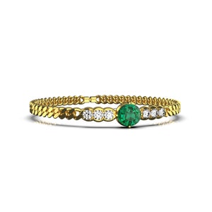 Natural Emerald Bracelet / Diamond Bracelet For Womans And Girls / 14k Solid Gold Bracelet / Anniversary Gift / Mothers Day Gift.