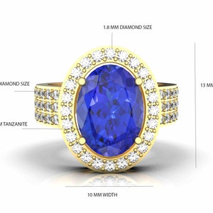 Timeless Tanzanite and Diamond Women&#39;s Engagement Ring - Exquisite Symbol of Love - Christmas Gift Ring