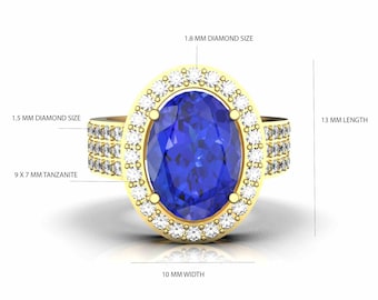 Timeless Tanzanite and Diamond Women's Engagement Ring - Exquisite Symbol of Love - Christmas Gift Ring