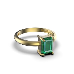 1.20 Carat Natural Emerald Solitaire Ring: 14k White Gold