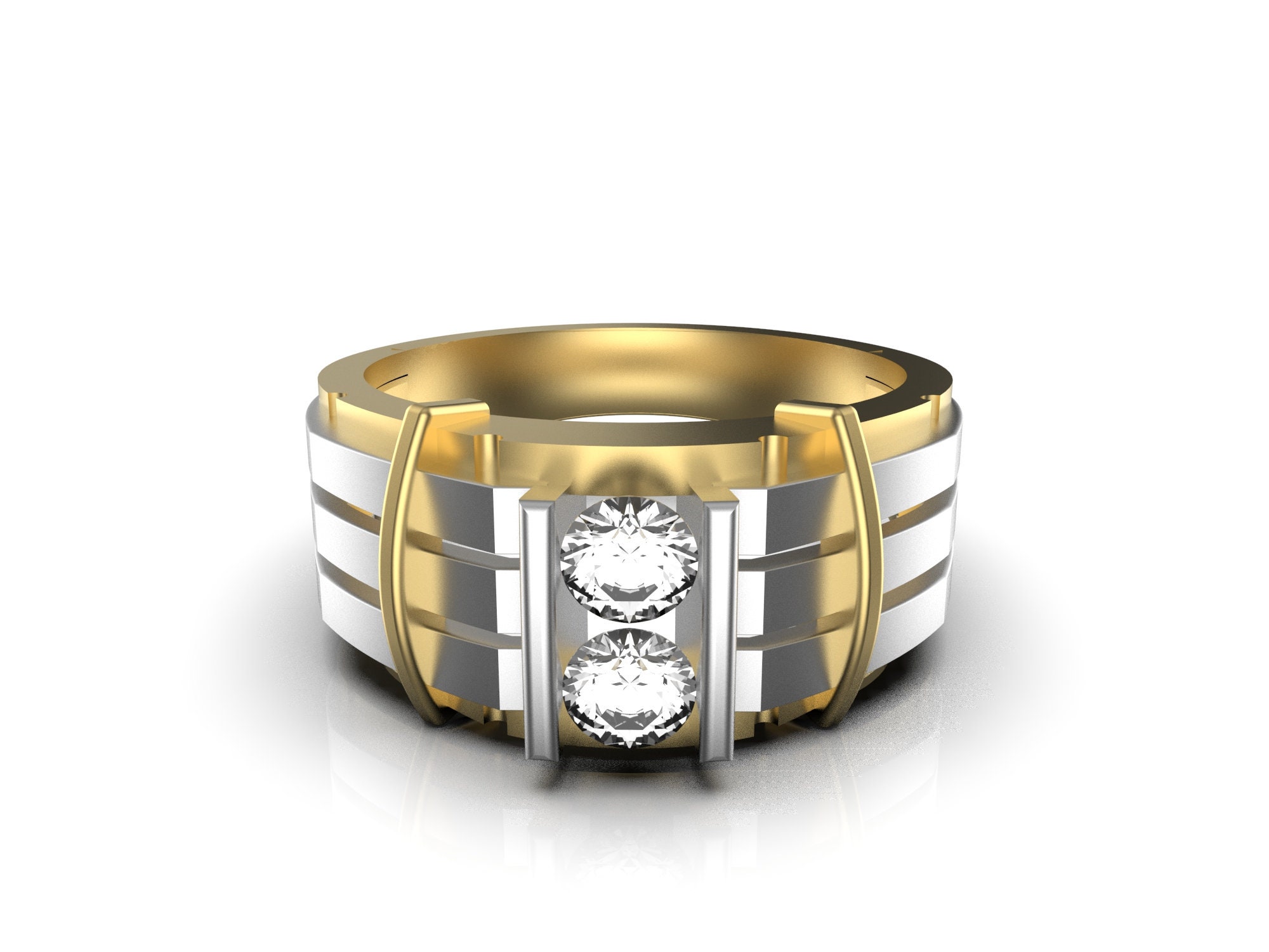 14K Yellow Gold Marbled Design Wedding Men's Band | Revolution Jewelry