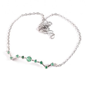 Natural Round Emerald Bracelet For Womans / 14k White Gold Gemstone Bracelet / emerald bracelet/ christmas gift