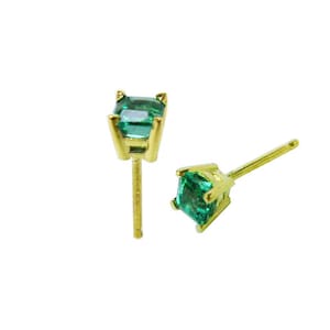 Timeless Elegance: Handcrafted Emerald Stud Earrings / May Birthstone Natural Emerald Stud Earrings