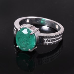 Natural Oval Shape Men&#39;s Emerald Ring in 18k Solid Gold / May Birthstone Oval Emerald Ring For Men&#39;s/ christmas gift/ christmas gift