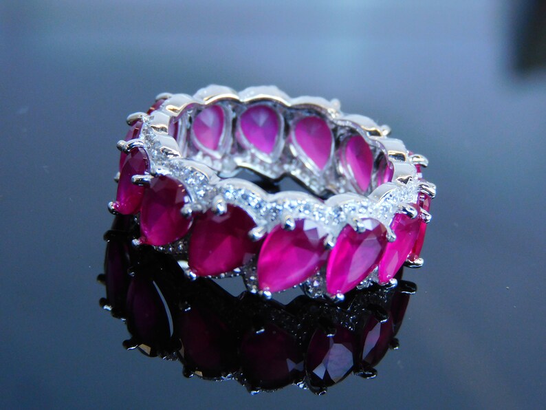 Art Deco 14k Gold Ruby and Diamond Wedding Band Ring - Etsy