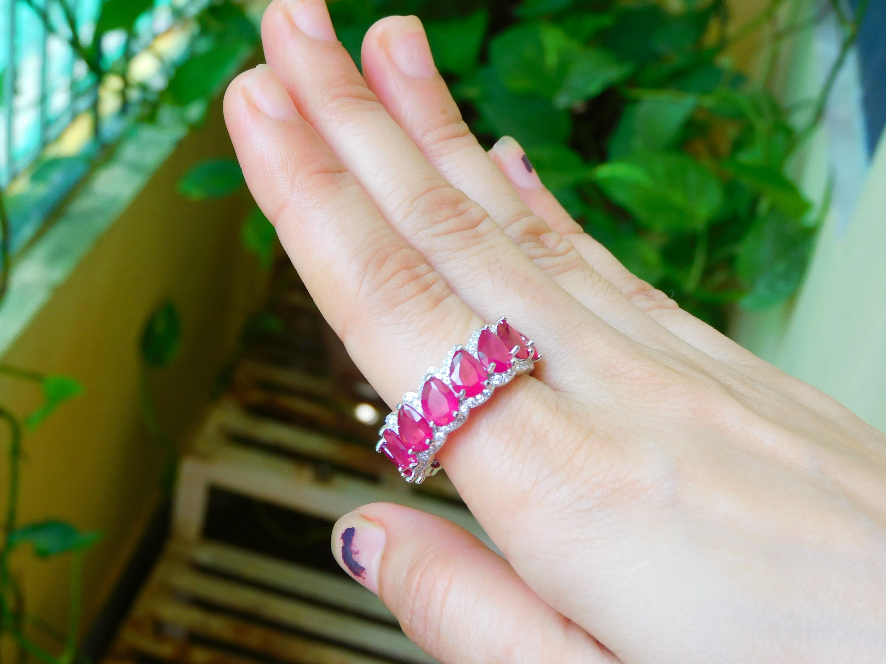 Art Deco 14k Gold Ruby and Diamond Wedding Band Ring - Etsy