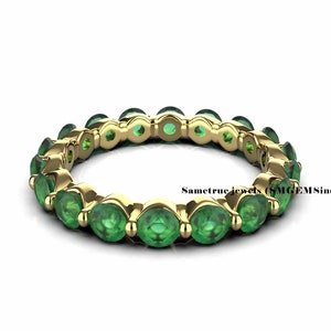 Stacking Emerald Eternity Ring, Wedding Ring, Birthstone Ring, Minimalist Emerald Band, Eternity Band Ring, Dainty Ring, Gift For Her