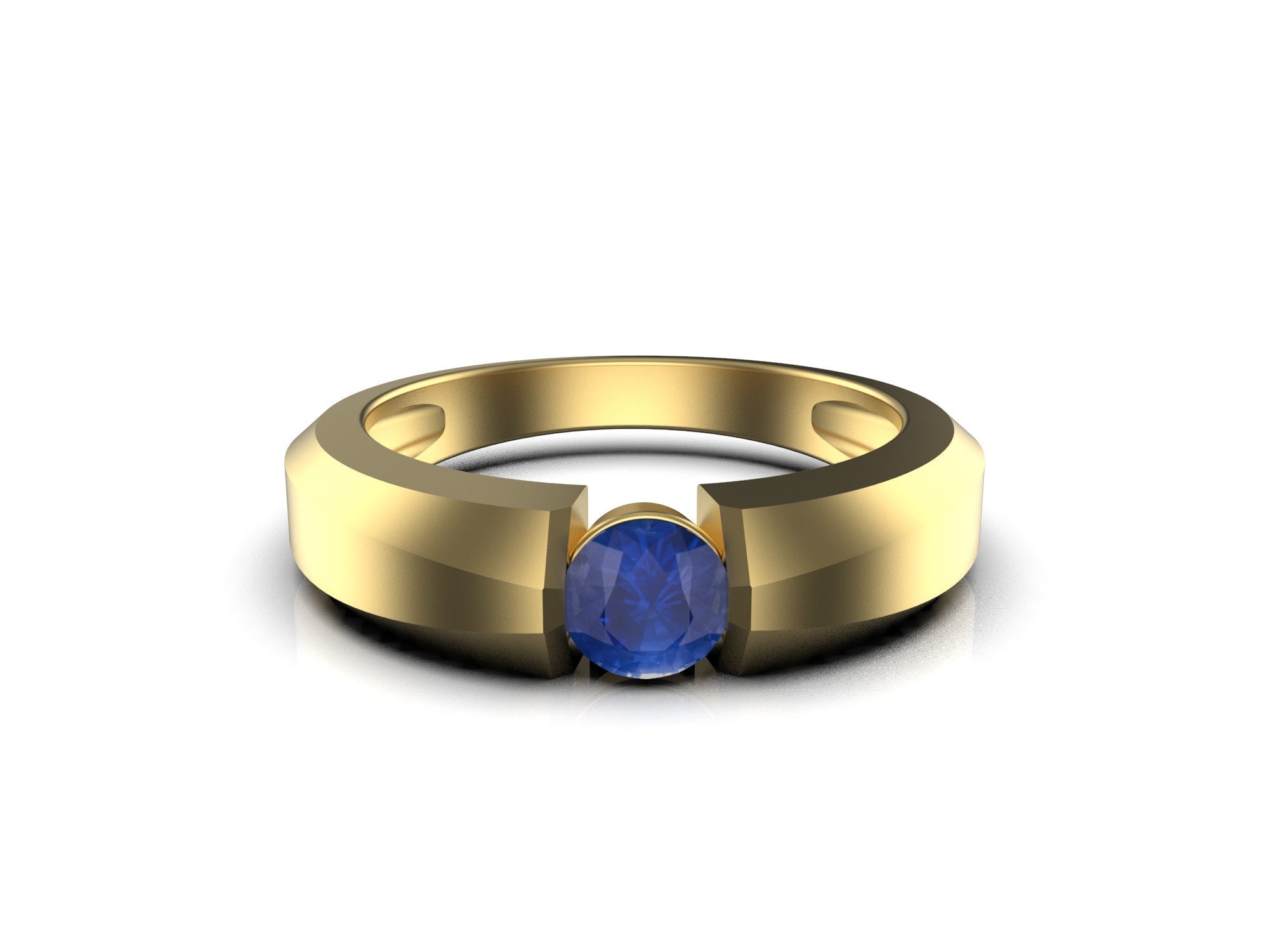 Genuine Sapphire Three Stone Engagement Ring, White Gold Sapphire and  Diamond Halo Anniversary Band, September Birthstone Jewelry