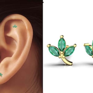 Perforación de marquesa de esmeralda navideña natural para mujeres y niñas / Perforaciones de regalo de aniversario, boda y Navidad (pieza única)