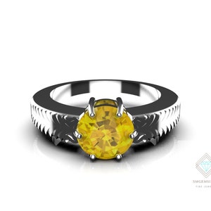Solitaire Yellow Sapphire Ring For Women And Girls In 14k Solid Gold / Yellow Sapphire Ring For Women And Girls