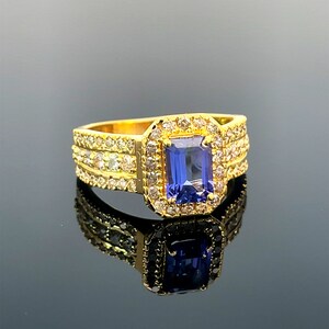 Raw Tanzanite And Diamond Engagement Ring in 18k Solid Gold / Wedding Ring / Anniversary Tanzanite Ring/ christmas gift/ christmas gift