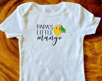 Baby Onesies. Funny Baby Onesies. Baby Bodysuit/Snap Bottom - Papa's Little Mango - Onesie Cute Kawaii Mango Hawaii