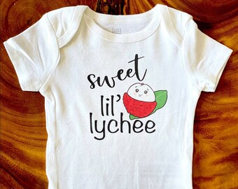 Baby Onesies. Funny Baby Onesies. Baby Bodysuit/Snap Bottom - Sweet Lil Lychee - Onesie Cute Kawaii Lychee Hawaii