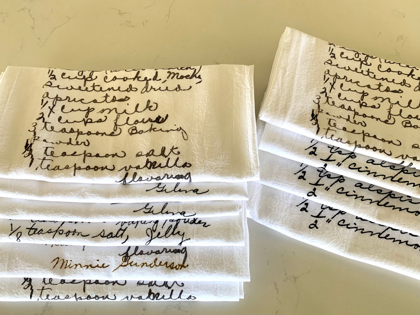 Personalized with Handwritten Recipe Kitchen Flour Sack Towels Etsy