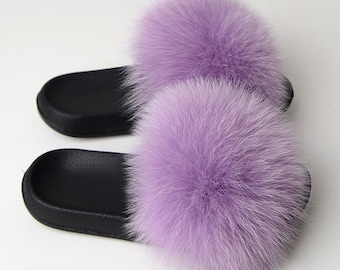 purple fluffy slides