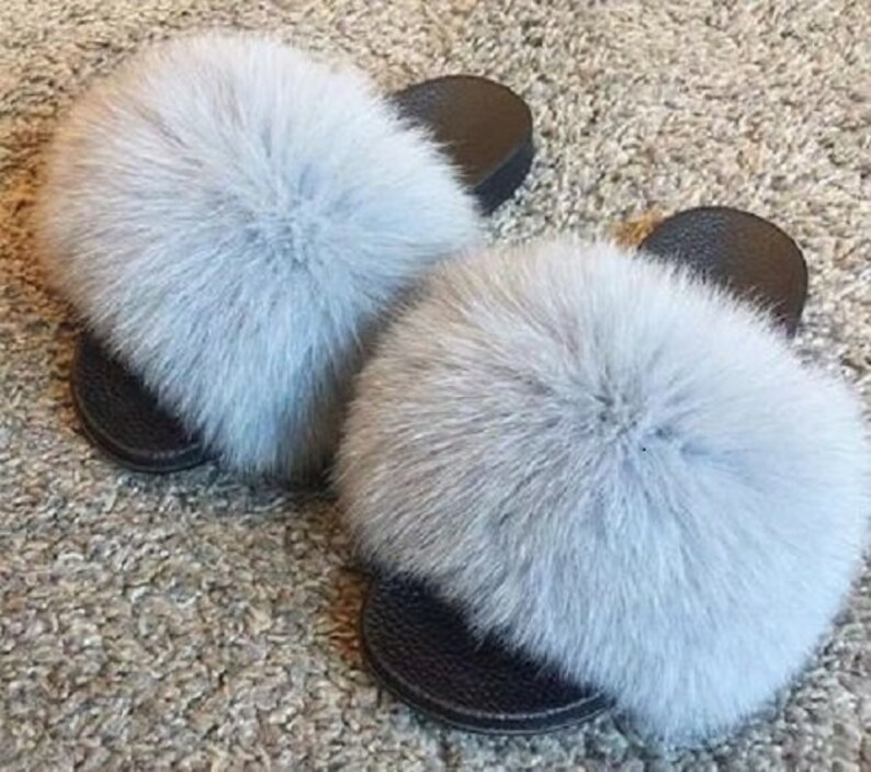 light blue fuzzy slippers