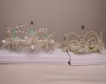 Couronne de fleurs en verre faite main, diadème floral, accessoires pour cheveux de mariage