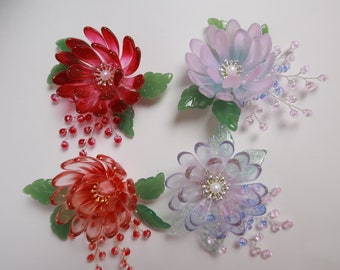 Glass chrysanthemum flower comb,flower hair accessories
